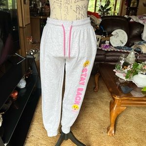 Woman’s Emoji 😷 stay back 😷 gray and pink joggers